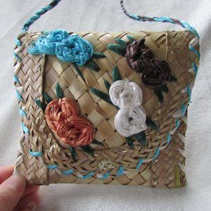 Handmade mini wicker floral purse